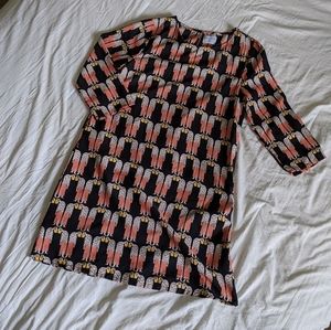 Quarter-sleeve print shift dress